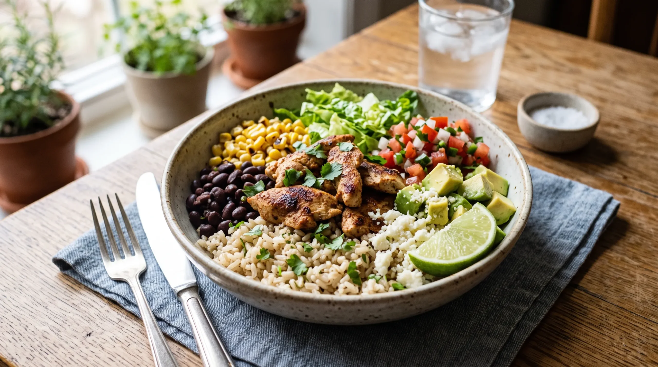 healthy chicken burrito bowl