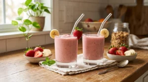 healthy strawberry banana smoothie